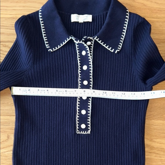 Sezane Navy Ribbed Top - Picture 7 of 9
